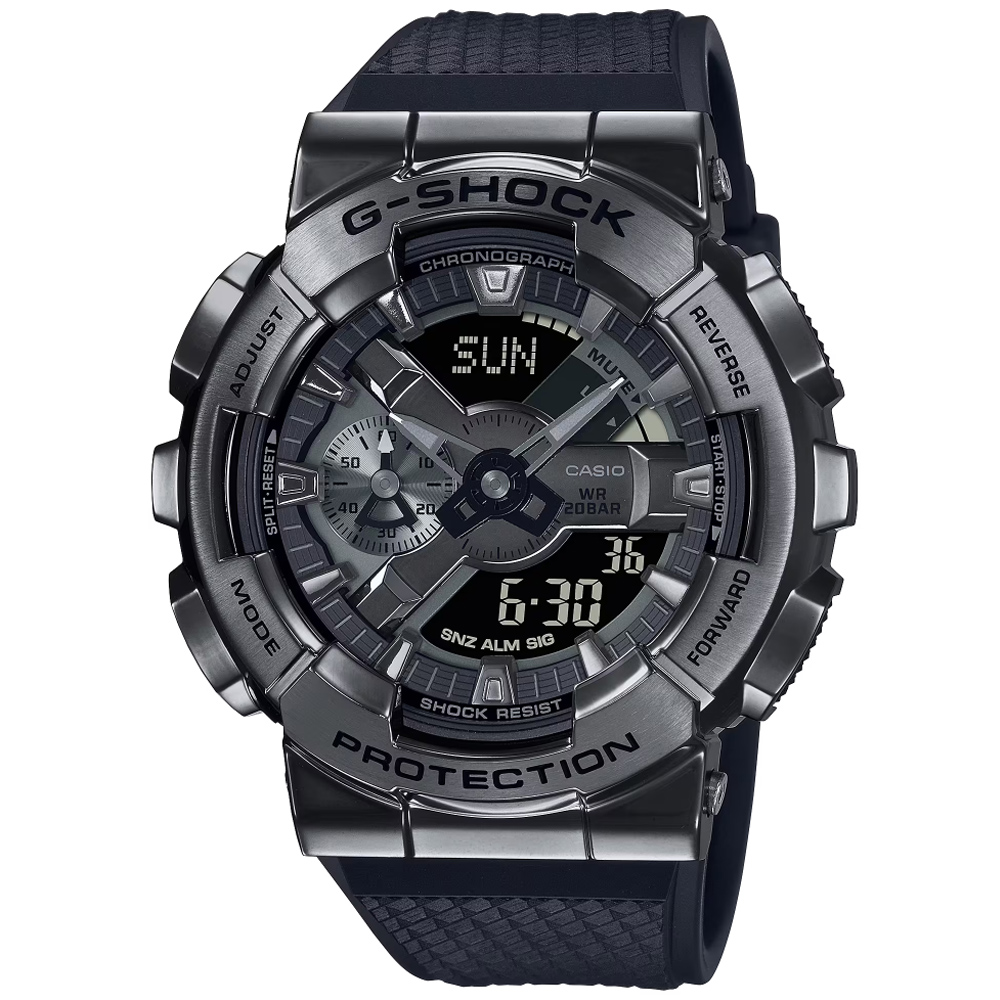 CASIO卡西歐 G-SHOCK 百搭金屬雙顯腕錶 GM-110BB-1A