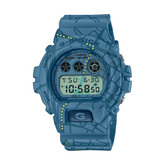 【CASIO G-SHOCK】東京復古街頭風運動休閒腕錶-淡藍色/DW-6900SBY-2