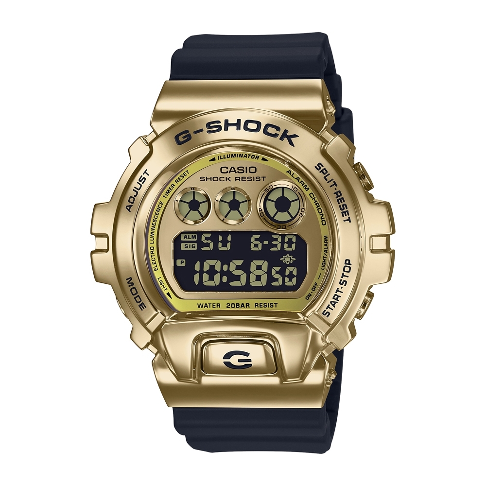 【CASIO 卡西歐】G-SHOCK 金屬錶圈 街頭嘻哈 黑金 GM-6900G-9_49.7mm