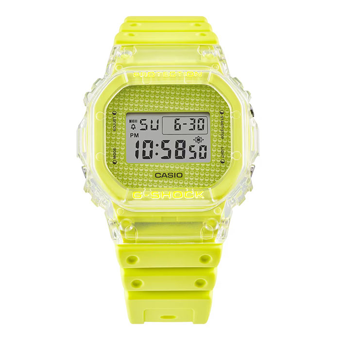 【CASIO】卡西歐 G-SHOCK 經典方形 繽紛扭蛋 DW-5600GL-9 兩百米防水 運動電子錶 透明色/黃