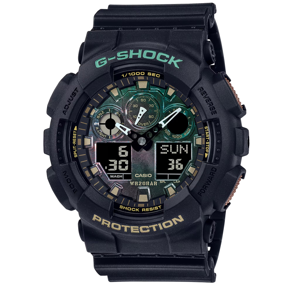 CASIO卡西歐 G-SHOCK 新古典主義 時尚雙顯腕錶 GA-100RC-1A