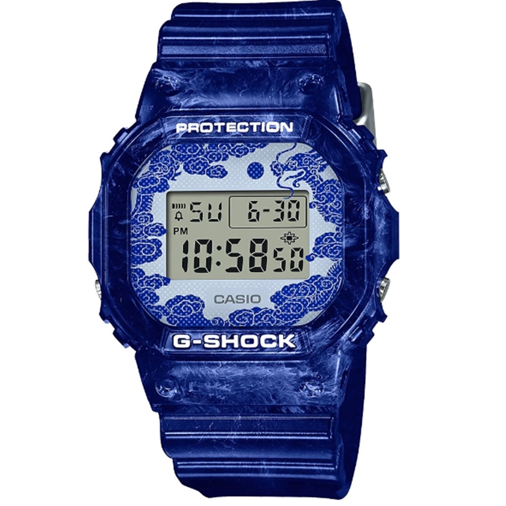 【CASIO 卡西歐】G-SHOCK 青花瓷系列 電子錶 DW-5600BWP-2