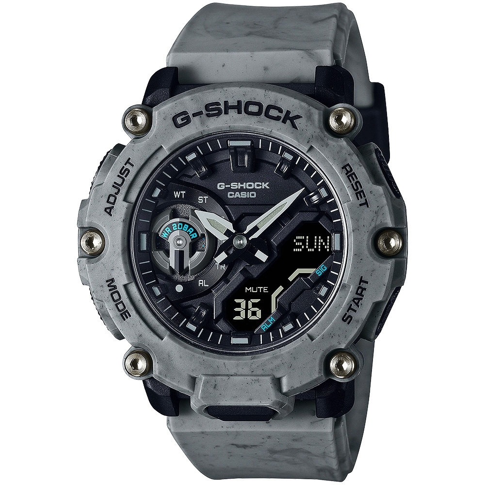 【CASIO 卡西歐】 G-SHOCK 荒野沙漠雙顯錶-岩石灰 GA-2200SL-8A