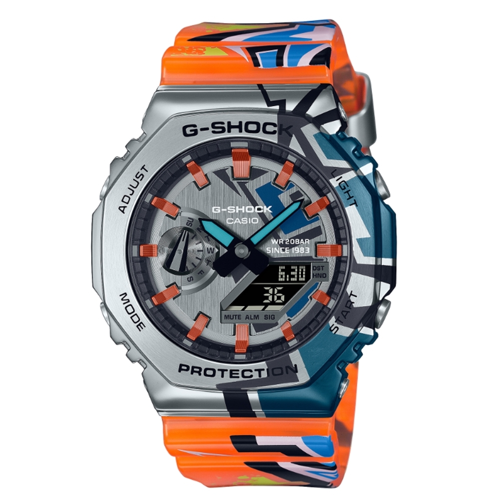 【CASIO 卡西歐】G-SHOCK 塗鴉藝術 街頭原創 金屬錶殼 八角形錶殼 GM-2100SS-1A 44.4mm