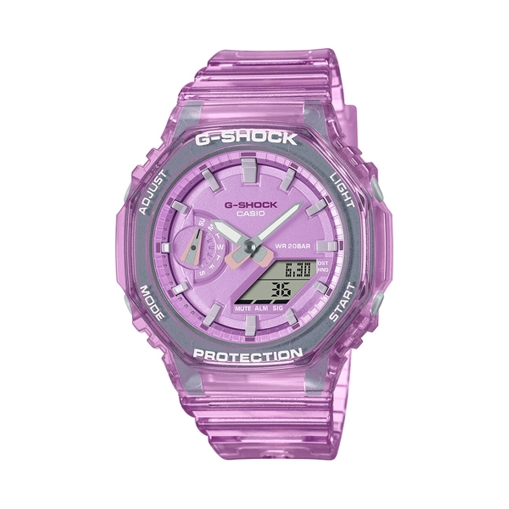 【CASIO 卡西歐】G-SHOCK 晶透時尚 偏光粉 半透明 八角形錶殼 GMA-S2100SK-4A