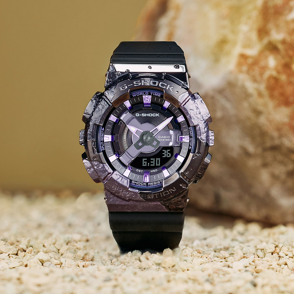 CASIO 卡西歐 G-SHOCK 40 週年探險家之石系列 雙顯手錶-紫晶(GM-S114GEM-1A2)