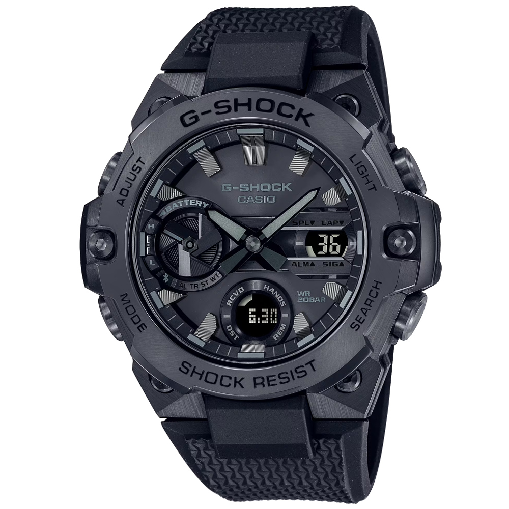 CASIO卡西歐 G-SHOCK 太陽能x藍牙連線 多功能雙顯腕錶 GST-B400BB-1A