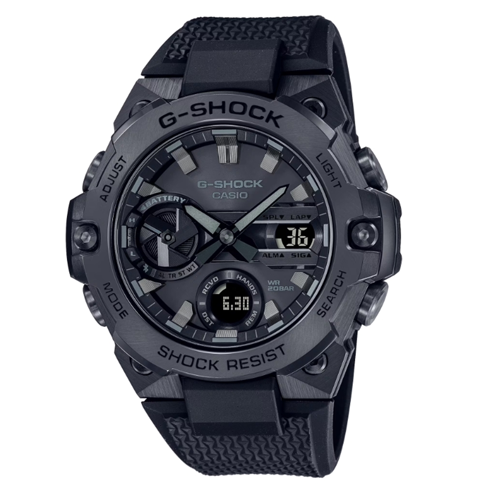 【CASIO 卡西歐】G-SHOCK 全黑色系G-STEEL碳核心防護構造 GST-B400BB-1A 49.6mm
