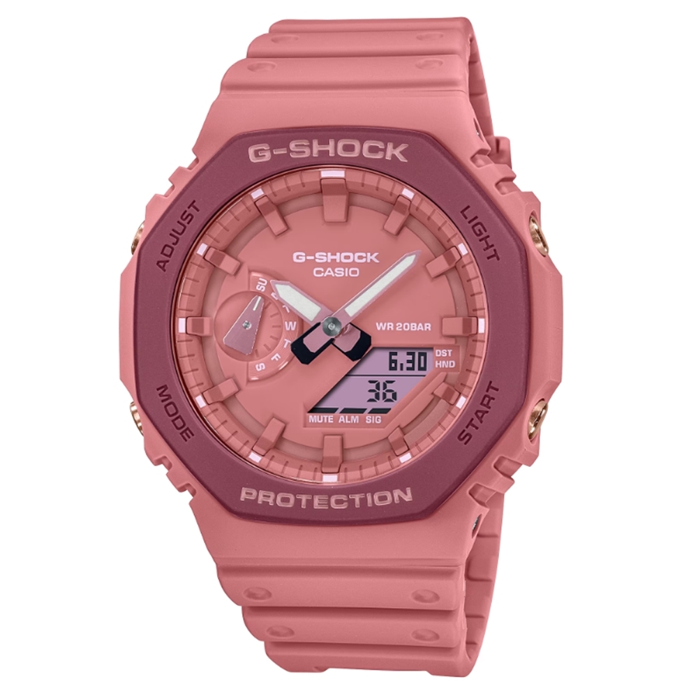 【CASIO 卡西歐】G-SHOCK 甜美時尚 桃花源系列 碳核心防護構造 時尚粉 GA-2110SL-4A4 45.4mm