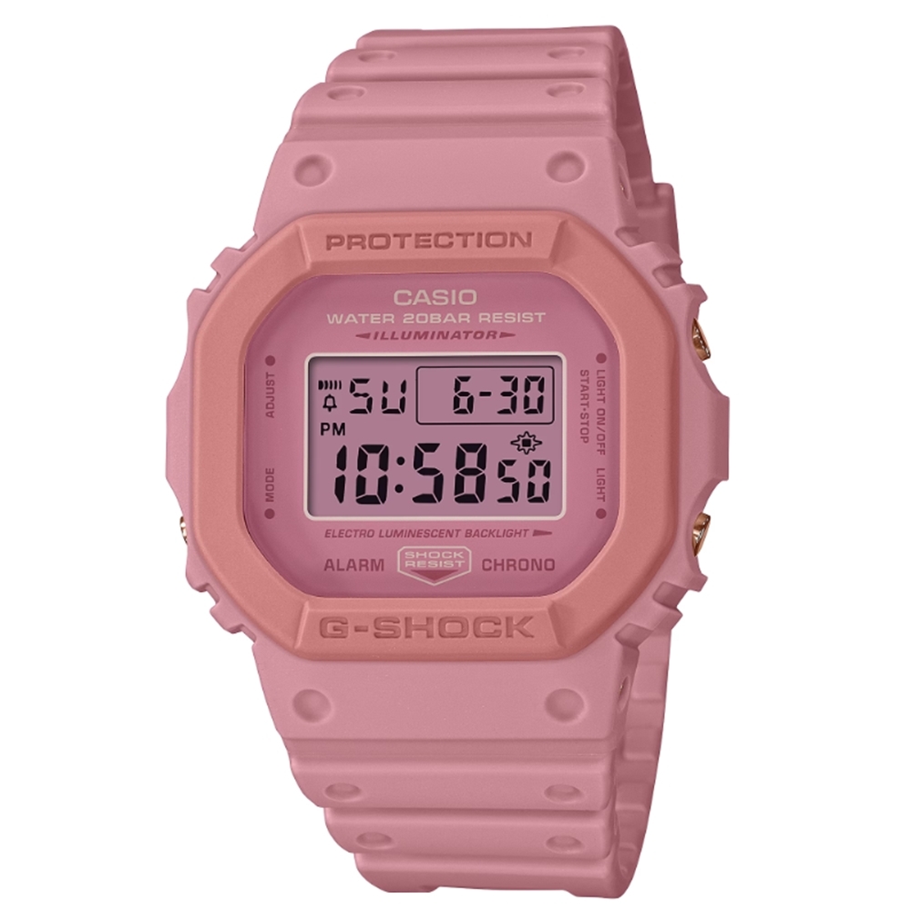 【CASIO 卡西歐】G-SHOCK 甜美時尚 桃花源系列 耐衝擊構造 迷人粉 DW-5610SL-4A4 43.8mm