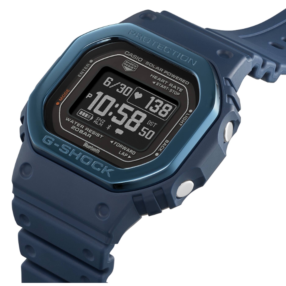 【CASIO 卡西歐】G-SHOCK 心率偵測 太陽能電力 湛藍 經典方型 運動系列 DW-H5600MB-2 44.5mm