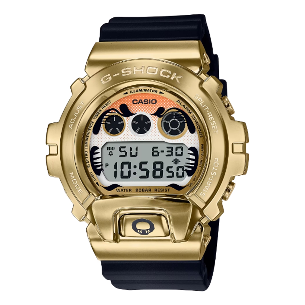 【CASIO 卡西歐】G-SHOCK 不倒翁 黑金達摩 金屬錶殼 GM-6900GDA-9_49.7mm