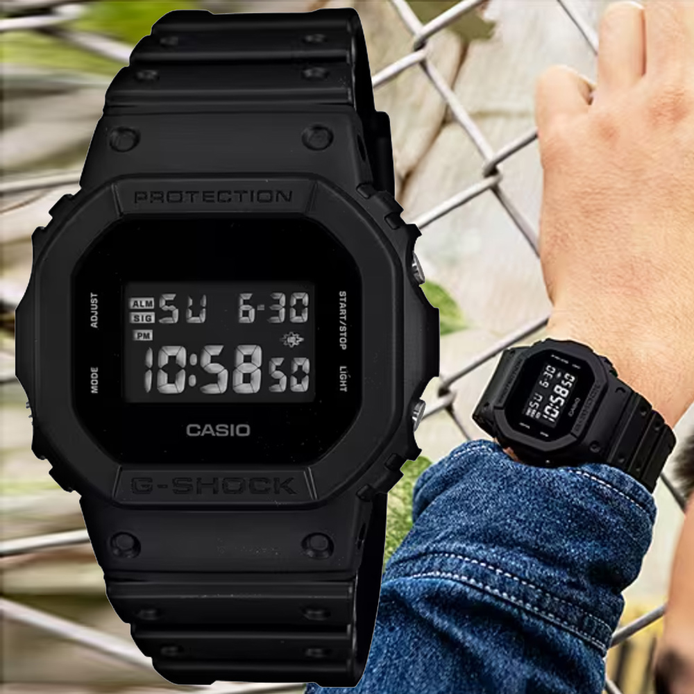 CASIO卡西歐 G-SHOCK 純色時尚電子腕錶 DW-5600BB-1