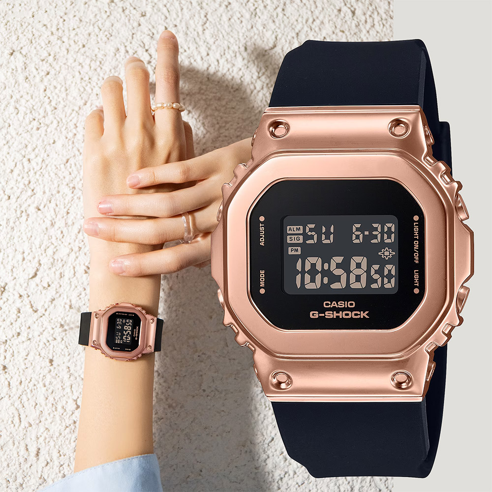 CASIO 卡西歐 G-SHOCK 經典5600系列金屬色手錶-玫瑰金 GM-S5600PG-1
