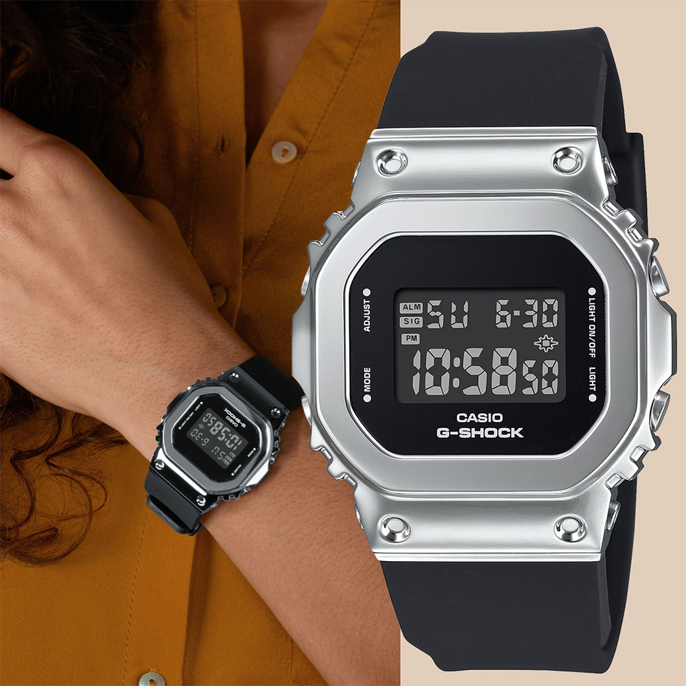 CASIO 卡西歐 G-SHOCK 經典5600系列金屬色手錶-銀 GM-S5600-1