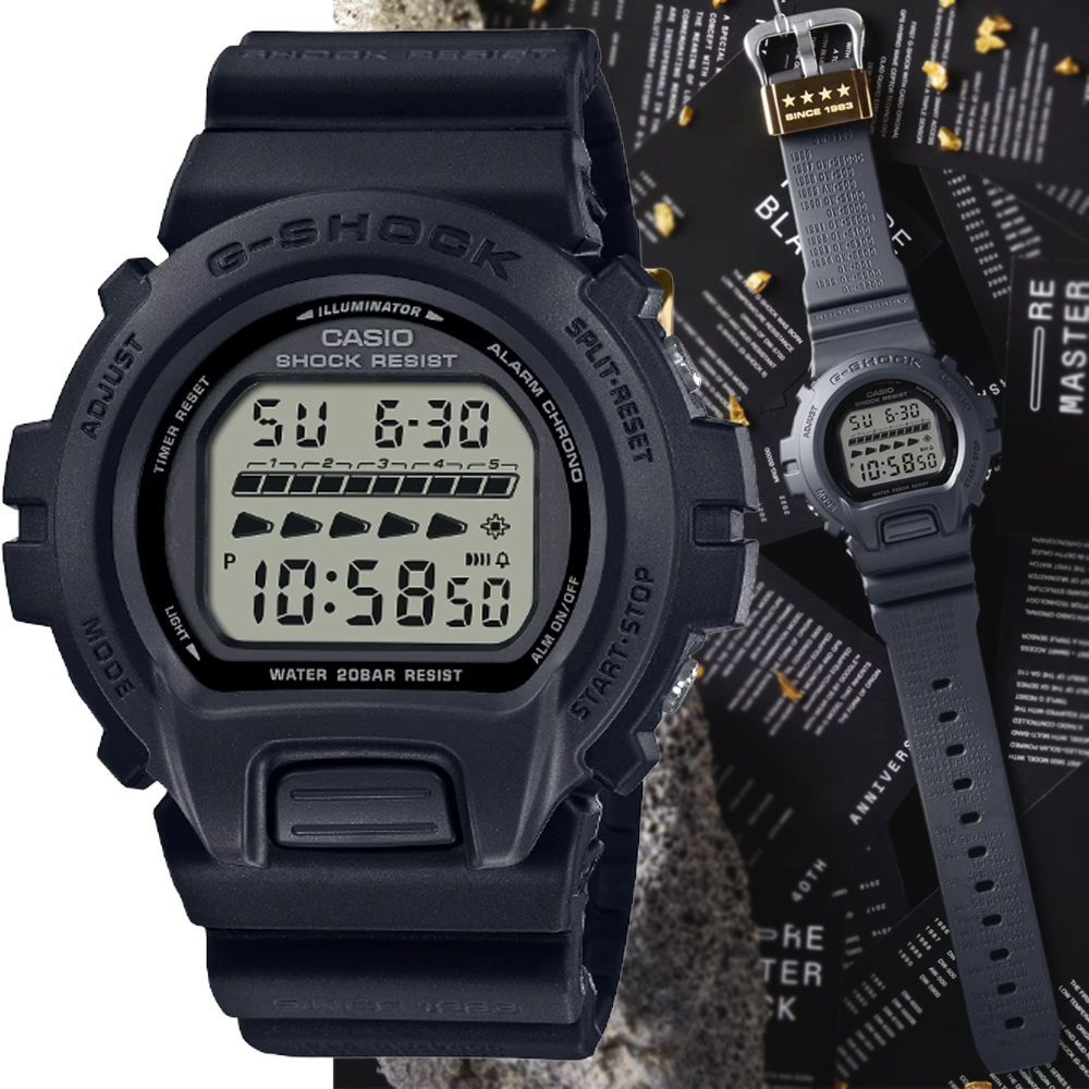 CASIO 卡西歐 G-SHOCK 40周年限量款 經典復刻全黑錶款 數位電子錶(DW-6640RE-1)