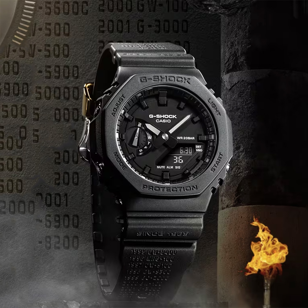 CASIO 卡西歐 G-SHOCK 40周年全黑限量版手錶 GA-2140RE-1A