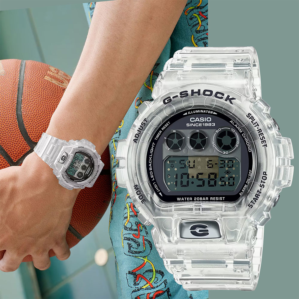 CASIO 卡西歐 G-SHOCK 40周年透明限量版透視機芯手錶 DW-6940RX-7