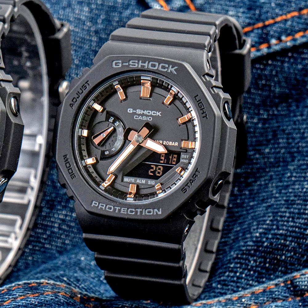 【CASIO 卡西歐】G-SHOCK 時尚風潮八角錶殼耐衝擊運動雙顯腕錶/黑(GMA-S2100-1A)