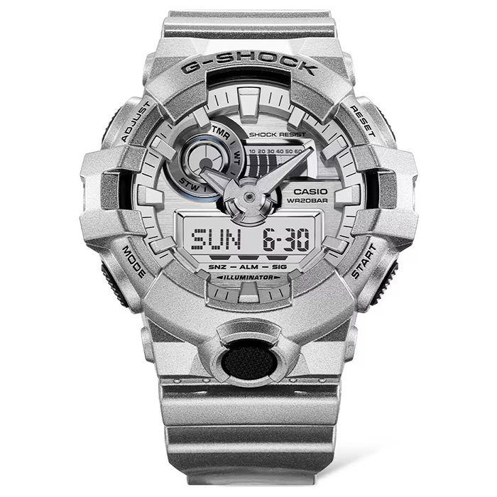 【CASIO】卡西歐 GA-700FF-8A 未來科幻 200米防水電子錶 雙顯運動錶 全銀