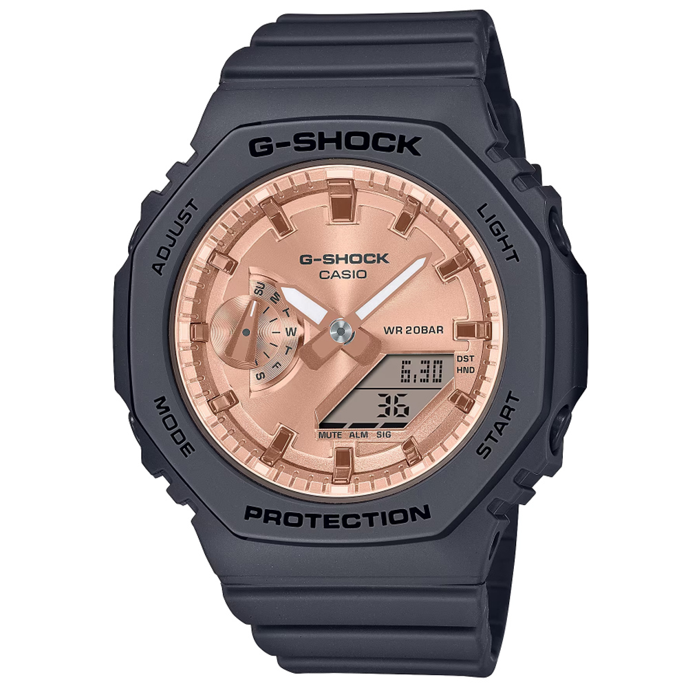 CASIO卡西歐 G-SHOCK 八角形錶殼 粉紅金雙顯腕錶 GMA-S2100MD-1A