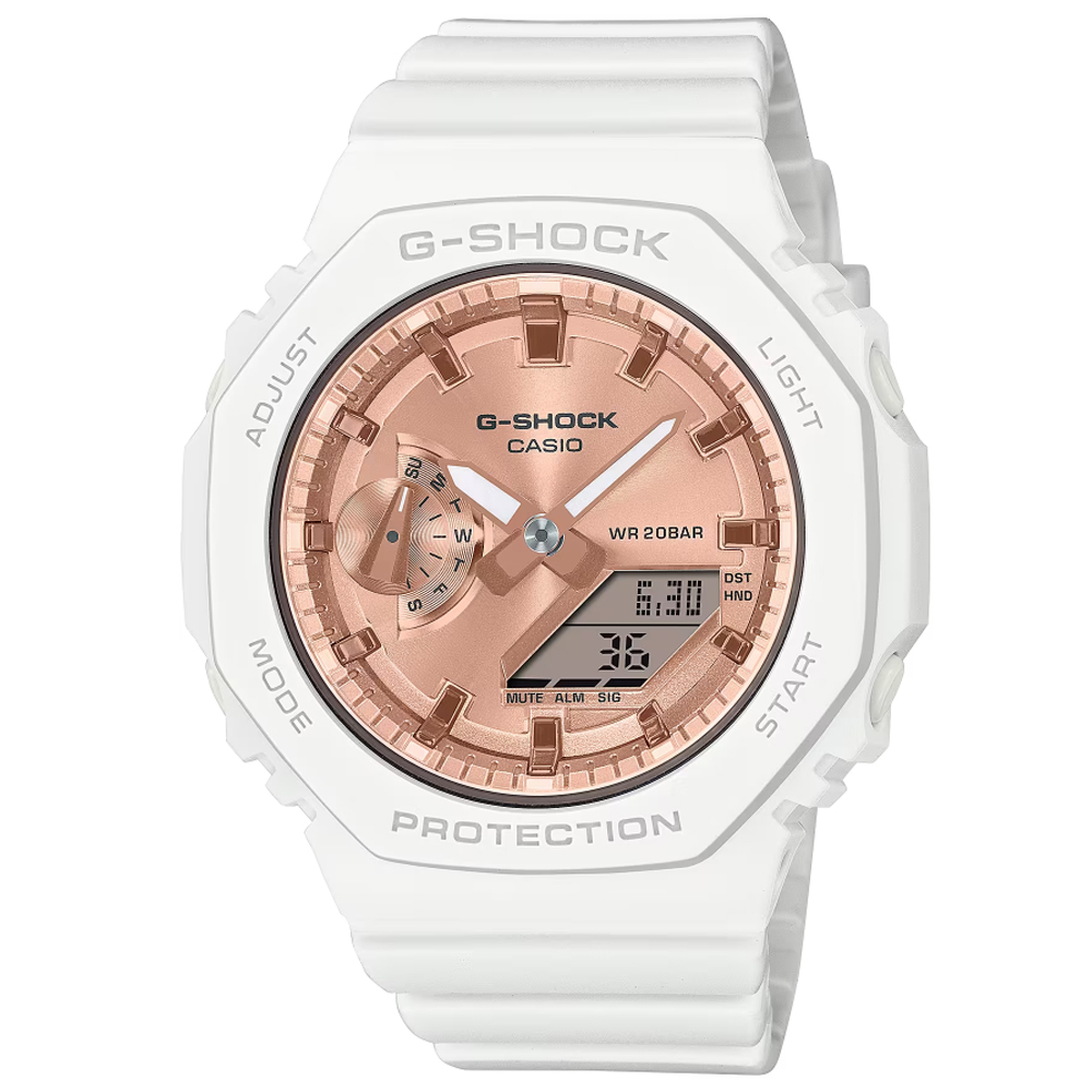 CASIO卡西歐 G-SHOCK 八角形錶殼 粉紅金雙顯腕錶 GMA-S2100MD-7A