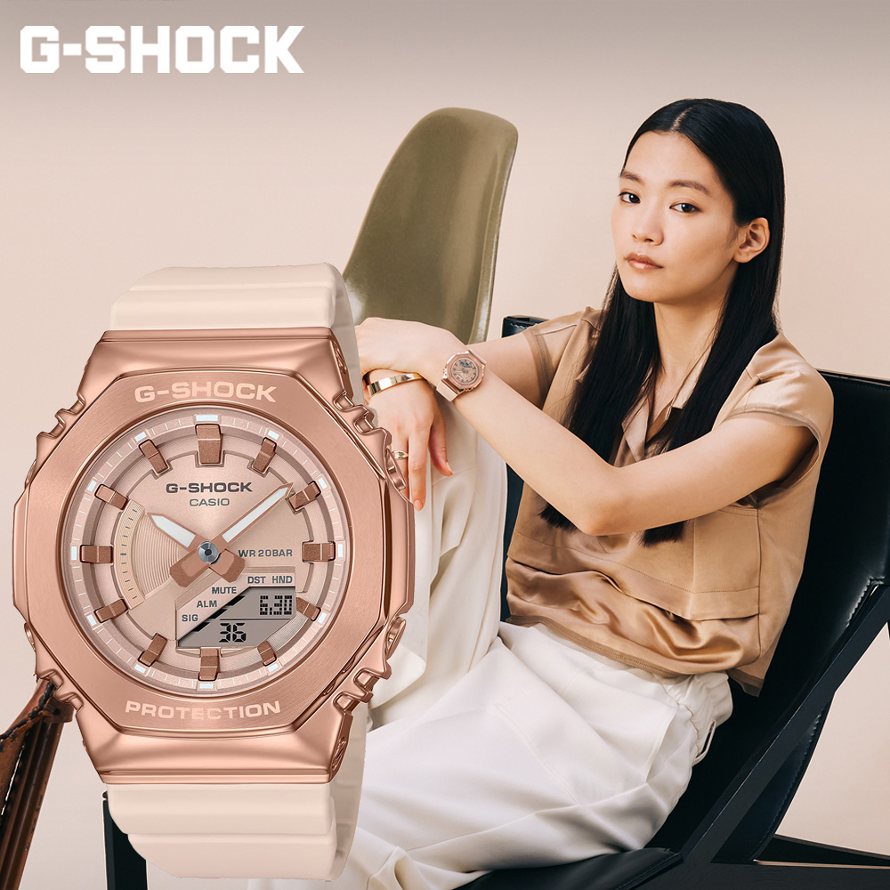 CASIO 卡西歐 G-SHOCK ITZY彩領配戴款 粉紅金 八角農家橡樹手錶 女錶 GM-S2100PG-4A