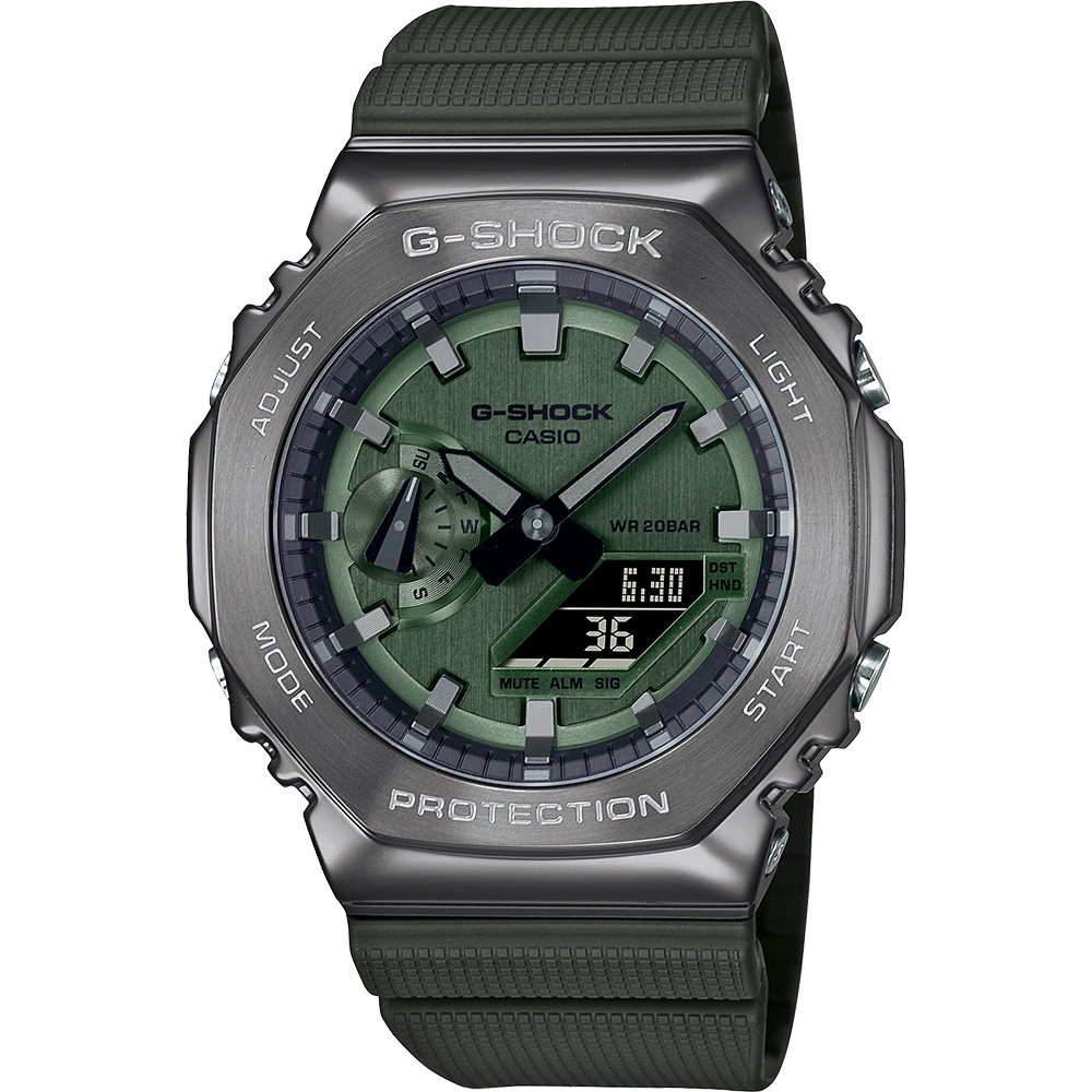CASIO卡西歐 G-SHOCK/深海藍金屬錶殼八角型錶殼GM-2100B-3A