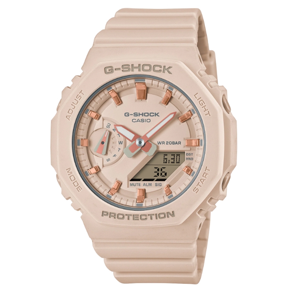 CASIO G-SHOCK 農家八角衝力腕錶/GMA-S2100-4A奶茶色