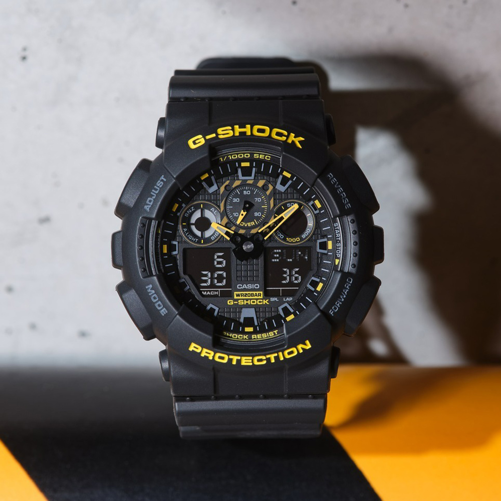 CASIO 卡西歐 G-SHOCK 黑黃配色系列 雙顯手錶(GA-100CY-1A)