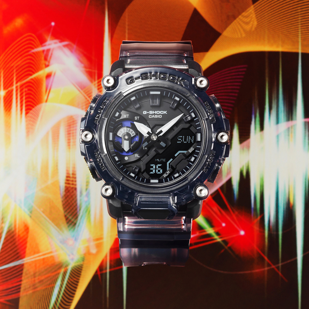 CASIO G-SHOCK 幻象音浪系列碳核心200米計時錶/黑/GA-2200SKL-8A