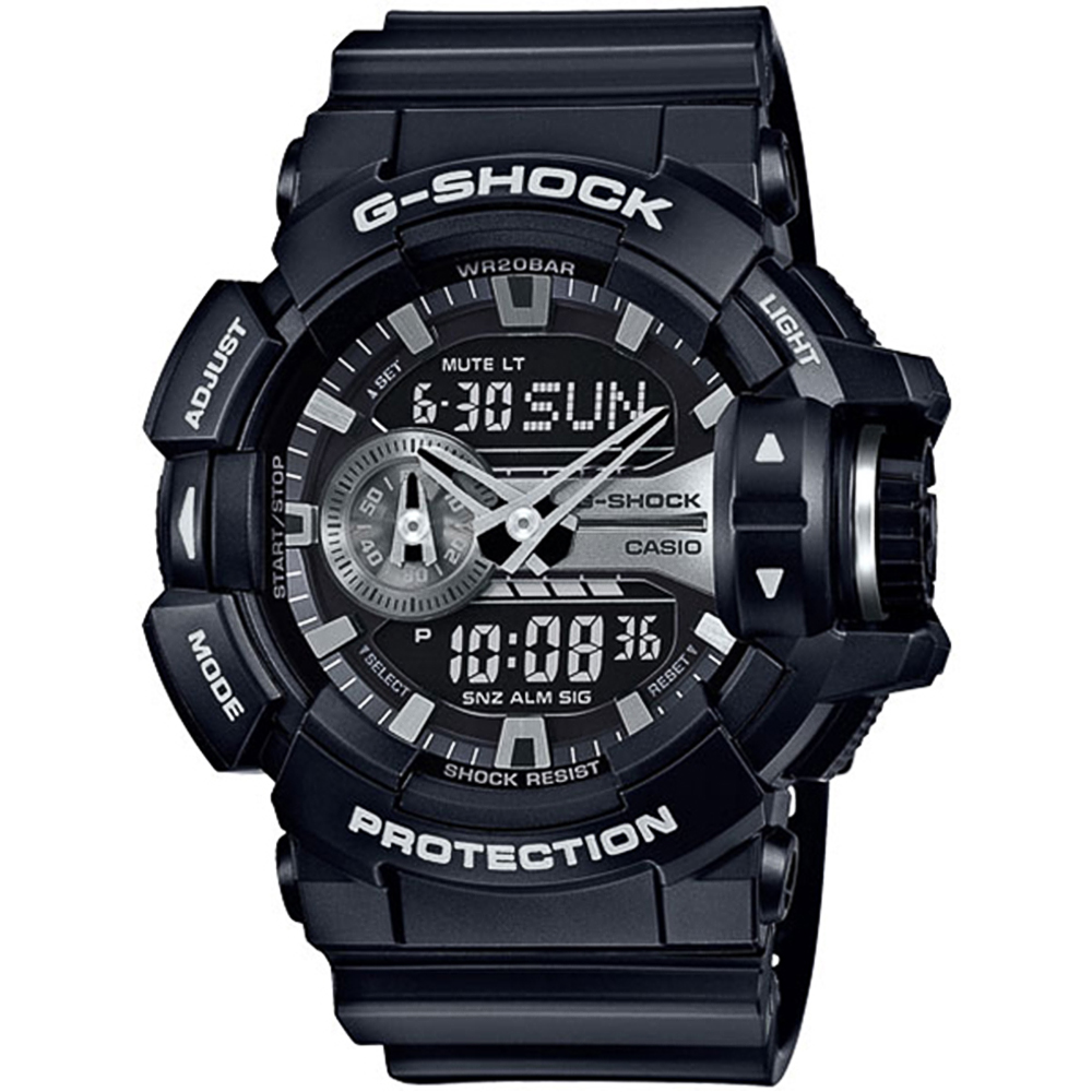 CASIO G-SHOCK 超人氣大錶徑雙顯計時錶/GA-400GB-1A