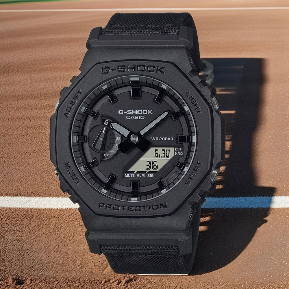 CASIO 卡西歐 G-SHOCK 尼龍錶帶 農家橡樹八角手錶 GA-2100BCE-1A