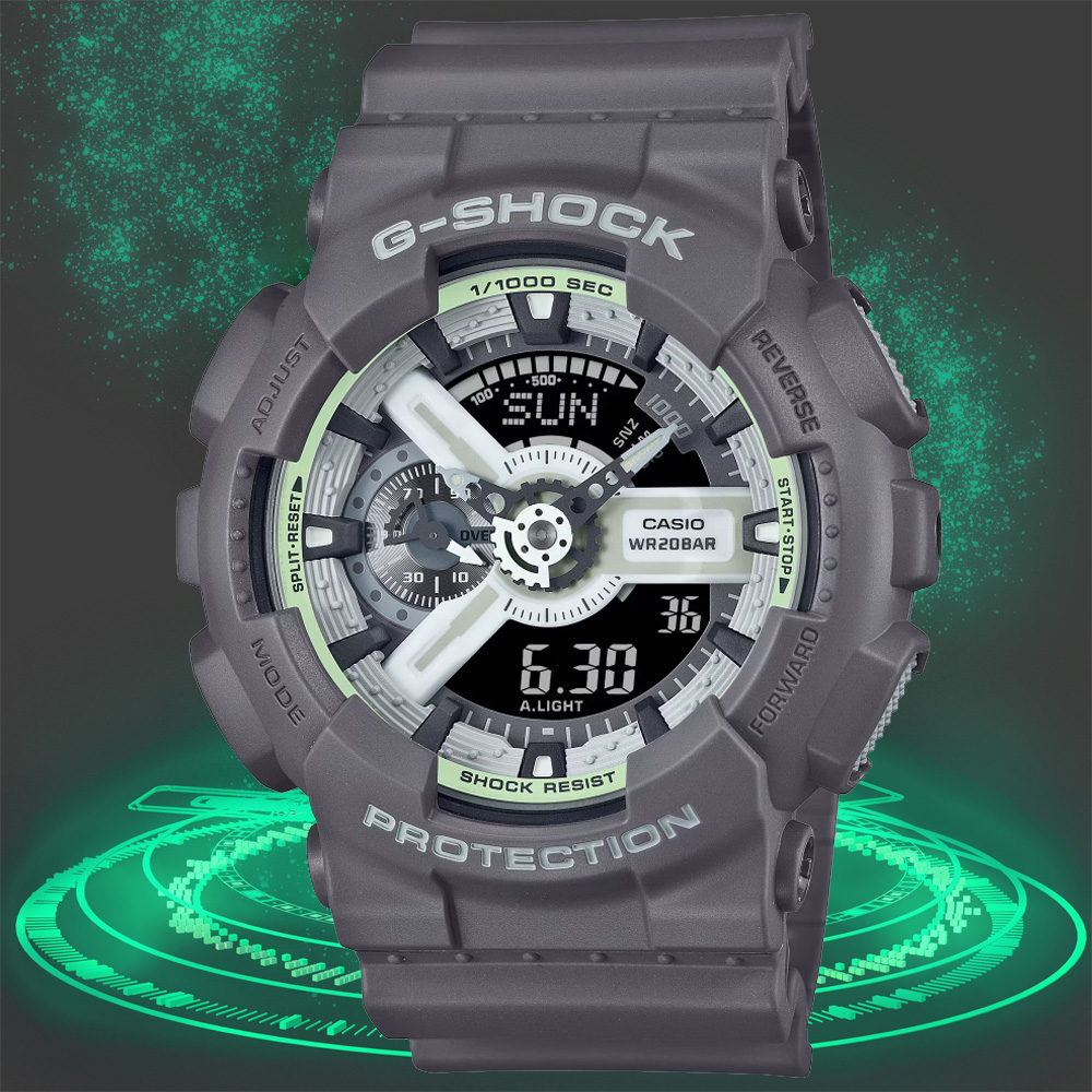 CASIO卡西歐 G-SHOCK 時尚深灰 雙顯腕錶 GA-110HD-8A