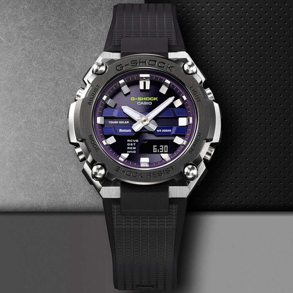 CASIO卡西歐 G-SHOCK 太陽能x藍牙連線 經典耐衝擊雙顯腕錶 GST-B600A-1A6