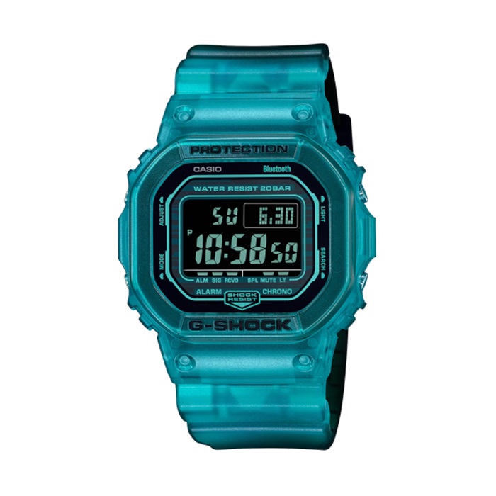 【CASIO G-SHOCK】經典5600半透明方形數位運動腕錶-透綠色/DW-B5600G-2