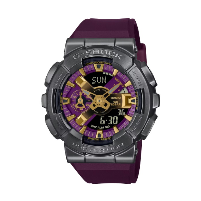 【CASIO G-SHOCK】沙漠景觀金屬潮流數位雙顯運動腕錶-暗夜紫/GM-110CL-6A