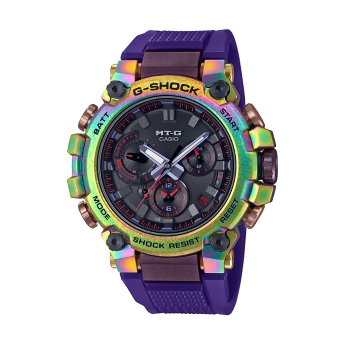 CASIO G-SHOCK】北極光太陽能藍牙雙顯運動腕錶-極光紫/MTG-B3000PRB-1A