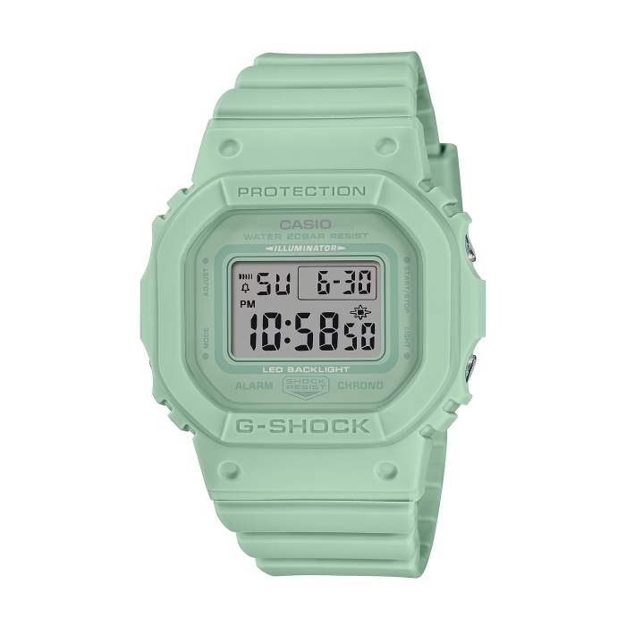 【CASIO G-SHOCK】簡約經典純色系休閒運動腕錶-蘋果綠/GMD-S5600BA-3