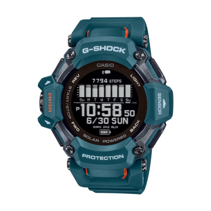 【CASIO G-SHOCK】G-SQUAD系列進階運動腕錶-湖水藍/GBD-H2000-2