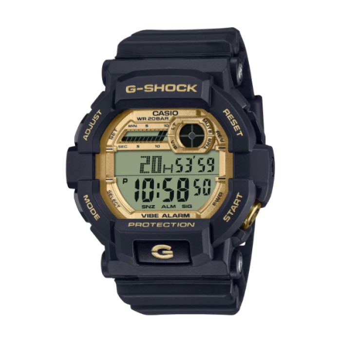 【CASIO G-SHOCK】經典黑金配色休閒電子腕錶-消光黑/GD-350GB-1