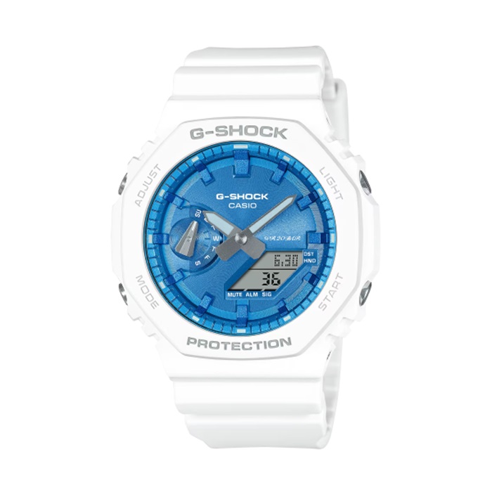 【CASIO G-SHOCK】2023季節系列八角雙顯休閒運動腕錶-海洋藍/GA-2100WS-7A