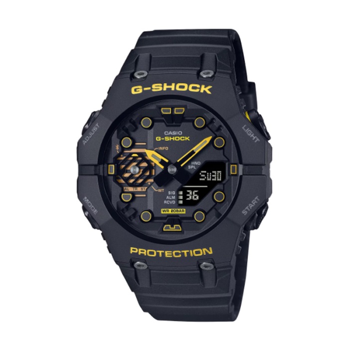 【CASIO G-SHOCK】Caution Yellow系列藍牙雙顯時尚腕錶-黃黑款/GA-B001CY-1A