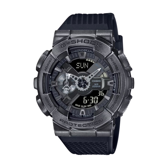 【CASIO G-SHOCK】蒸氣感科幻金屬世界潮流雙顯腕錶-科技黑/GM-110VB-1A