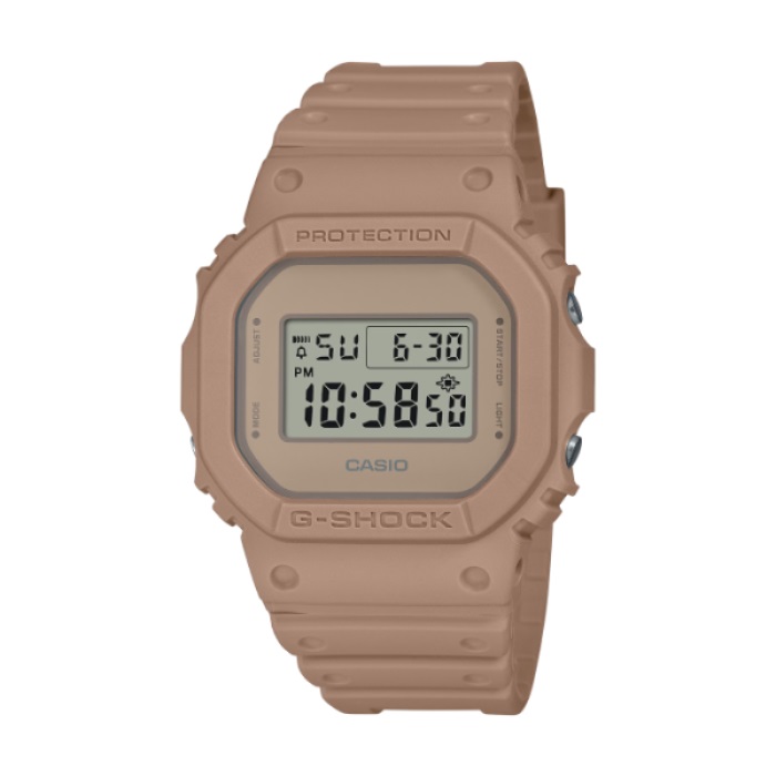 【CASIO G-SHOCK】礦物色調霧感運動雙顯腕錶-柔沙色/DW-5600NC-5