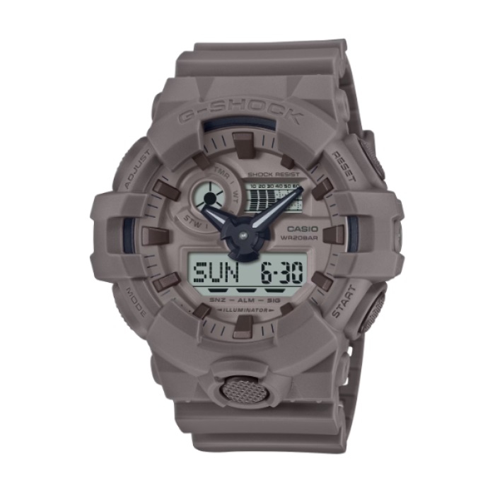 【CASIO G-SHOCK】礦物色調霧感運動雙顯腕錶-砂土棕/GA-700NC-5A