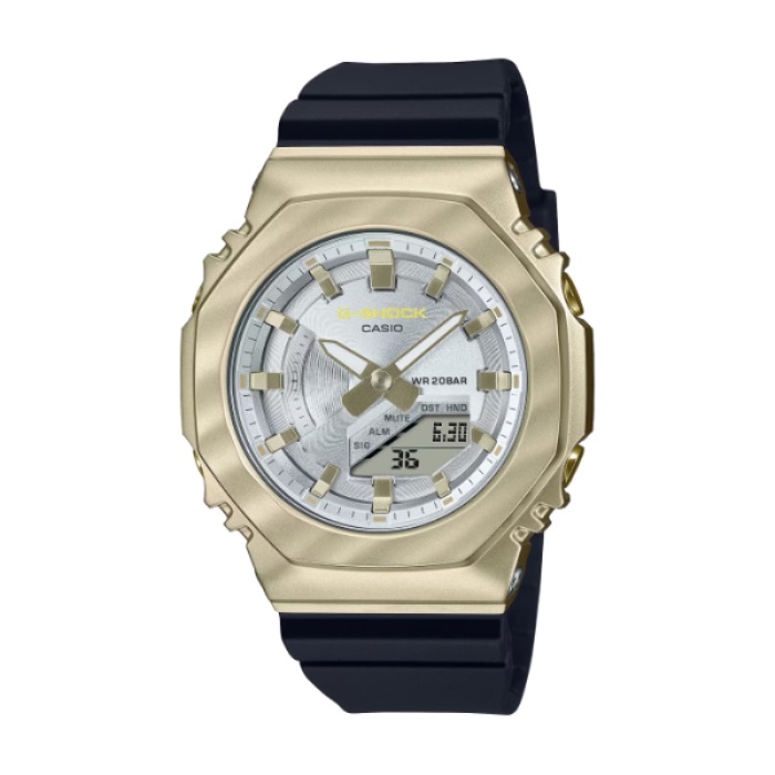 【CASIO G-SHOCK】光影波紋復古金屬感八角時尚腕錶-柔雅金/GM-S2100BC-1A
