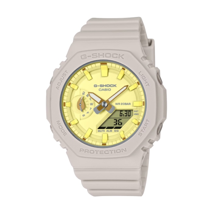 【CASIO G-SHOCK】植物柔和色調八角雙顯腕錶-檸檬黃/GMA-S2100NC-4A