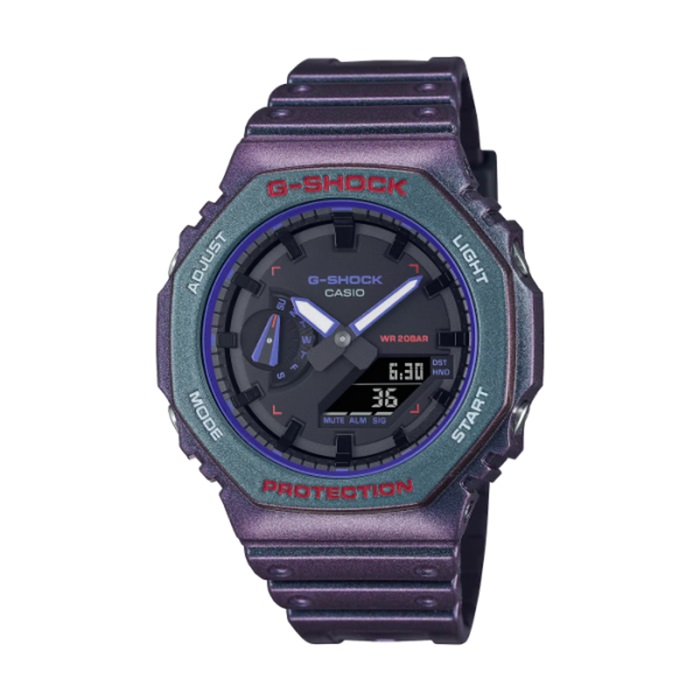 【CASIO G-SHOCK】遊戲玩家系列八角雙顯腕錶-午夜紫/GA-2100AH-6A