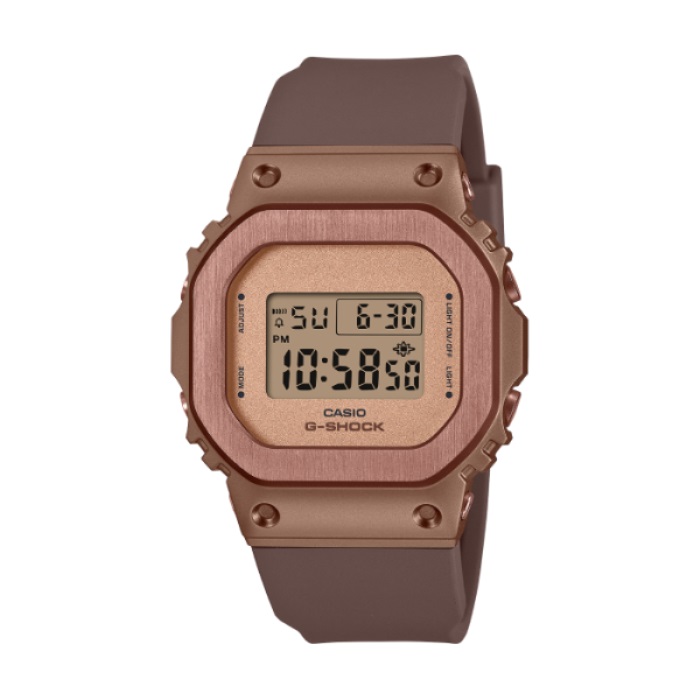 【CASIO G-SHOCK】金屬光澤方形時尚腕錶-巧克棕/GM-S5600UBR-5